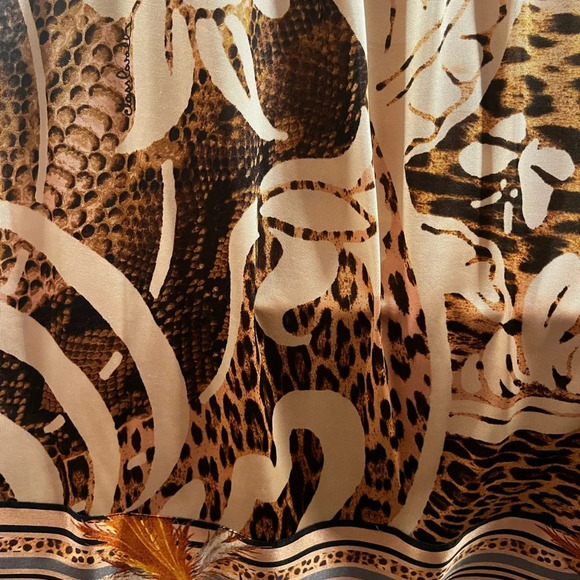 💎 Roberto Cavalli Class Midi Leopard & Floral Print Dress 48/14 large/xl EUC - Picture 14 of 15